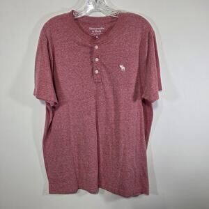 Abercrombie & Fitch Mens Red Heather Henley T-Shirt XL